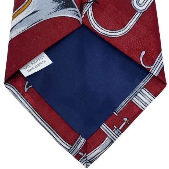 Renaissance Tie Necktie Trumpet Music Band Red Maroon Silver‎ Hand Made - Picture 10 of 12